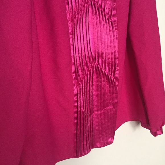 Anna Sui Pink Pleated Front Long Sleeve Blouse - Picture 6 of 14